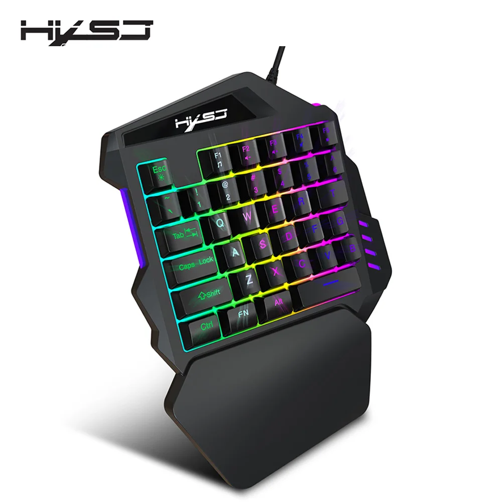 HXSJ 1.6m 35Keys One-Handed Keyboard Gaming Wired Keyboard and Keypad with LED Backlight Game LOL/D