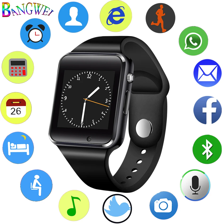 BANGWEI Смарт часы для мужчин SIM TF Push Message камера Bluetooth подключение Android телефон Спорт