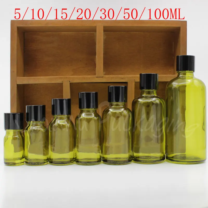 

5 / 10 / 15 / 20 / 30 / 50 / 100 ML Green Glass Bottle , Empty Cosmetic Container , Essential Oil / Lotion Packaging Bottle