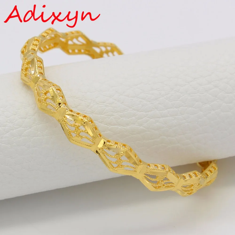 

Adixyn 6.5CM&6.8CM Dubai Bangle for Women Gold Color Ethiopian Bridal Wedding African Bracelet Arab Jewelry Gifts N1812