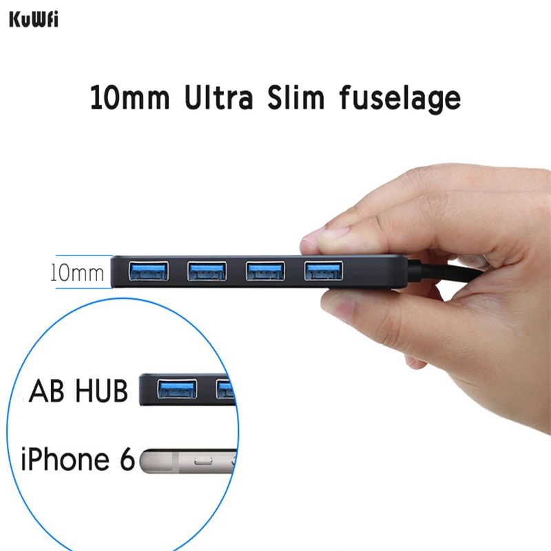 KuWFi USB Hub With 4 Ports Usb External Splitter With Micro Port Charging For Computer Accessories Imac Laptop USB Hub Adapter