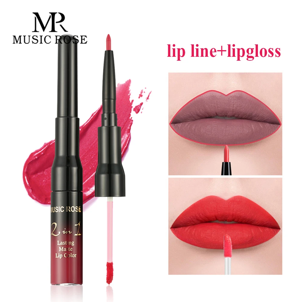 

MUSIC ROSE Sale Items 24colors Sexy Women Lip Gloss+Lip Liner Glitter Gloss LipKit Lip Tint Set Long Lasting Lipgloss Liptube