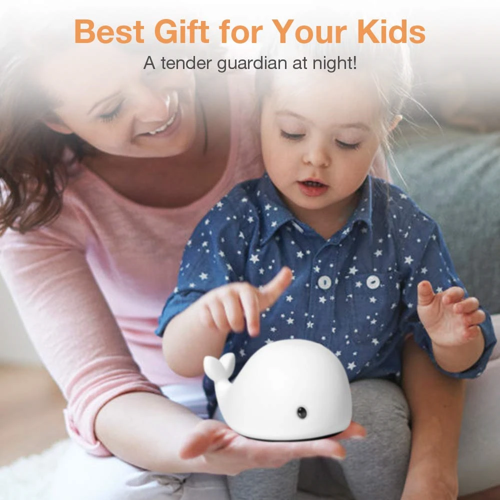Sensor de Movimento do Bebê Brinquedo da Lâmpada Nova Chegada Night Light Usb Baleia Bonito Recarregável Crianças Noite Luz Segurança Silicone Golfinho Led 10 movimento do bebê usb baleia bonito recarregável