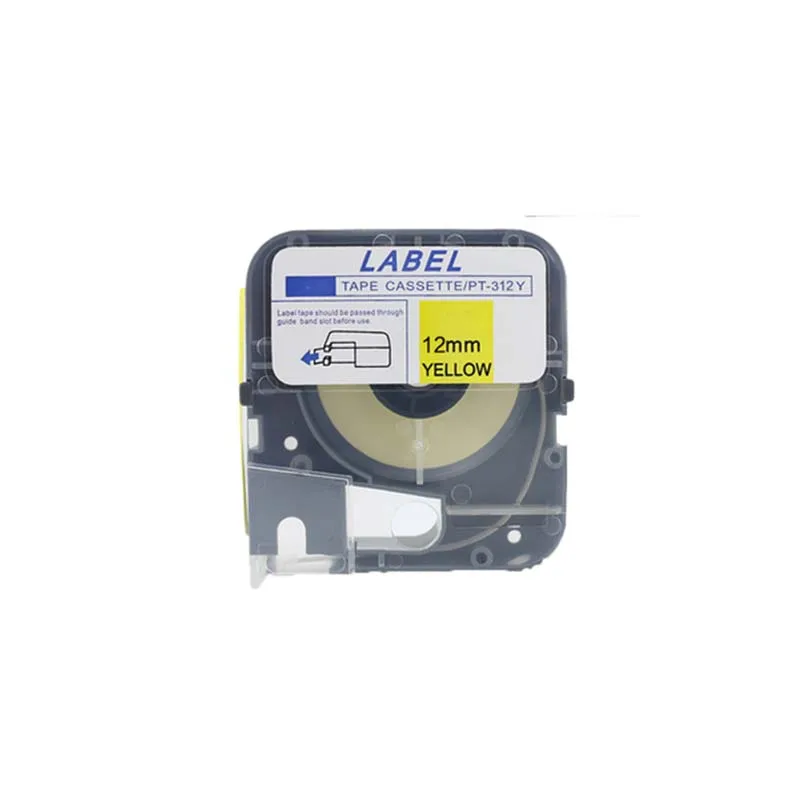 

12mm LM-380E Cassette Tape PT-312 for MAX Ribbon Printer White Yellow sticker label For MAX lW-380E,lW-380A,LW-370E,LM-390A