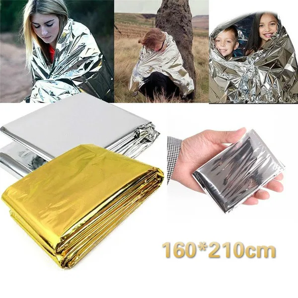 

210*160CM Emergency Blanket Survival Rescue Insulation Curtain multi-thin lightweight Life-saving Military Travel accessories