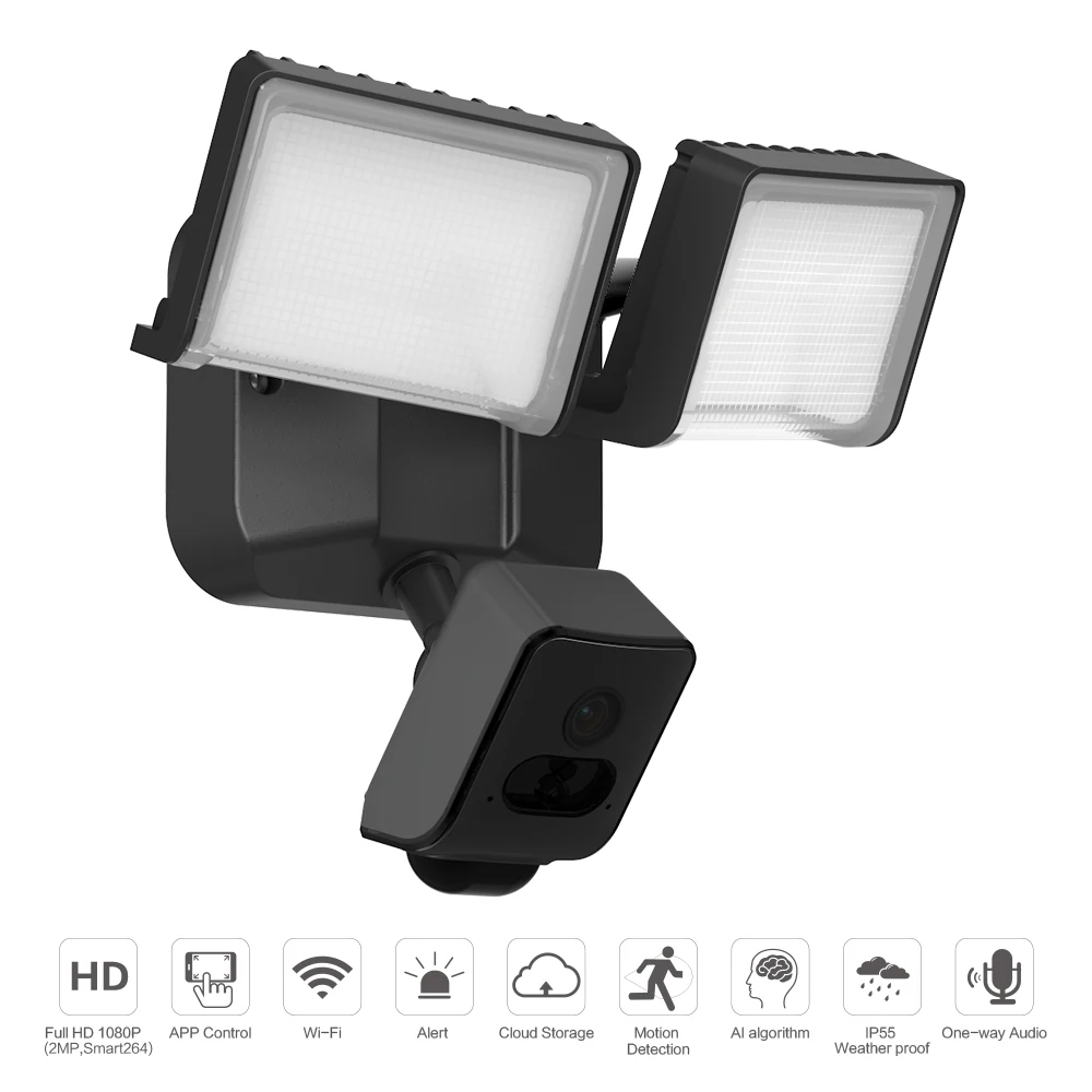 

Freecam 1080P Floodlight Camera Two-way Audio PIR Motion-Activated HD Waterproof Security WiFi Camera with Siren Alarm L810EB