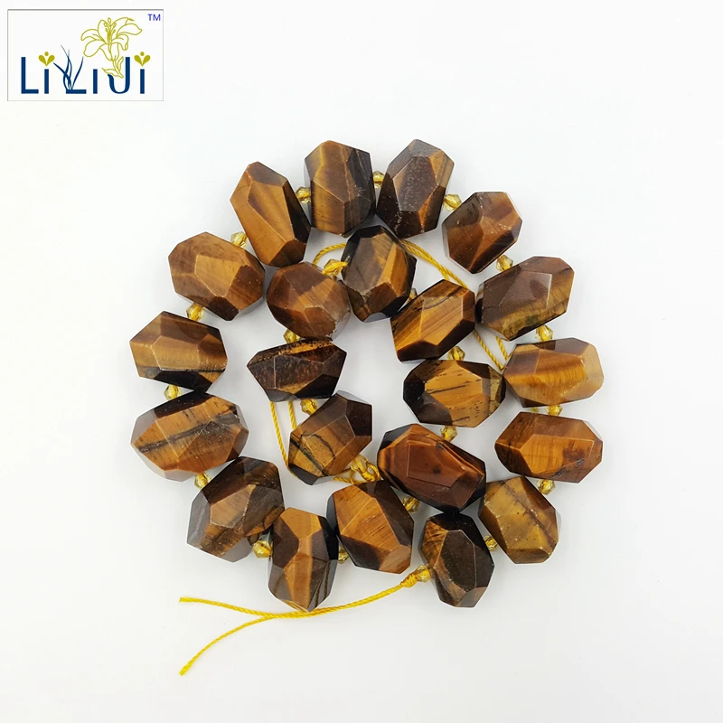 

Natural Stone Tiger Eye's Irregular Faceted Shape Large Stone Loose Beads about 15x20-17x20mm for DIY Jewelry Making about 39cm
