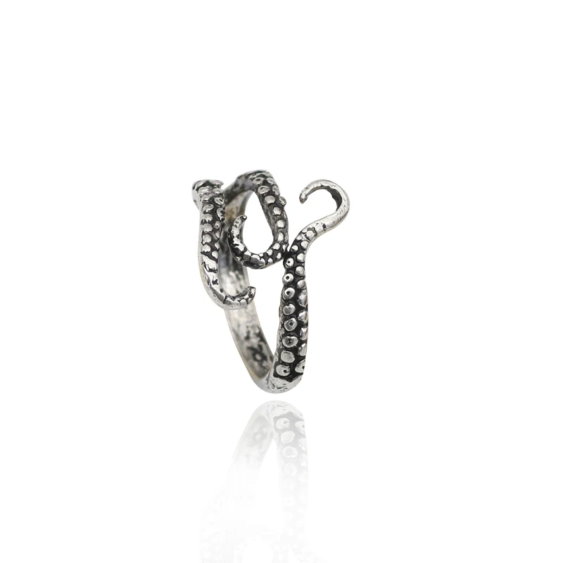 

Punk Vintage Stainless Steel Titanium Steel Octopus Ring Octopus Tentacles Animal Rings For Men Women Resizable Anel Masculino