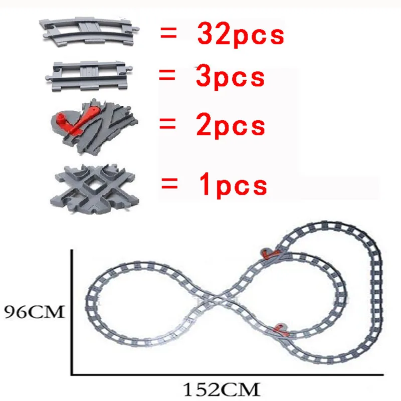 Поезд трек кирпич изогнутый кроссовер переключатель аксессуар для трека строительный блок трек DIY игрушки подарок совместим с Duplo - Цвет: track suite 3