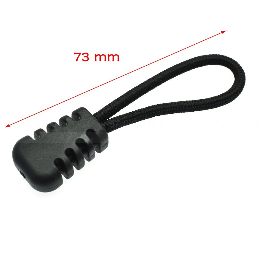 25pcs Zipper Pulls Cord Rope Ends Lock Zip Clip Buckle Black For