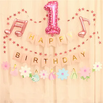 

10sets HAPPY BIRTHDAY Bunting cards baby shower girl boy black birthday party decorations kids garland pink blue party supplies