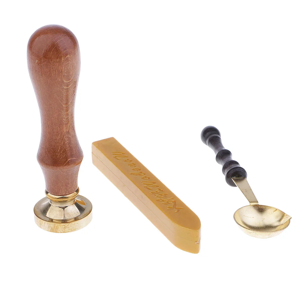 European Retro Wood Classic Seal Sealing Wax Set Stick Stamp For Letters Envolop Wedding Invitation Wax Seal Kit (THANK YOU)  