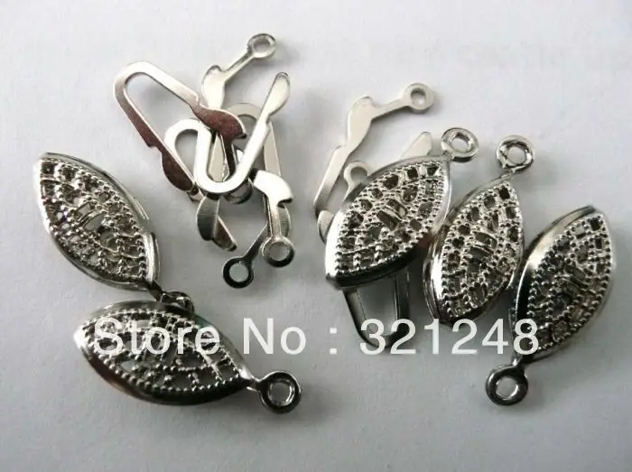 

12x7mm white metal plated brass clasps AAA GE1202