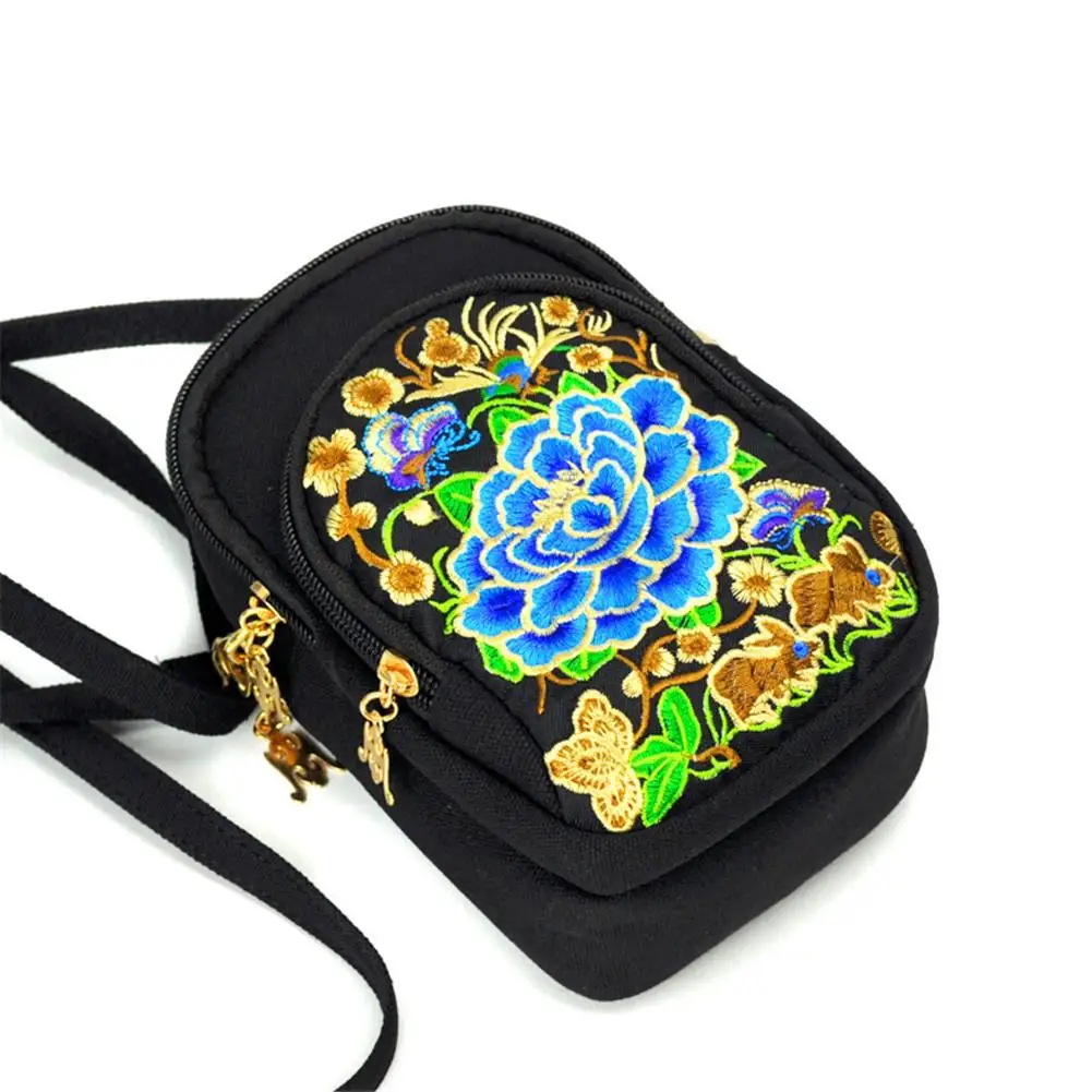 

Ethnic Style Handbag Crossbody Bag Embroidery Personality Fashionable Shoulder Messenger Canvas Bags For Women Mini Floral Bag