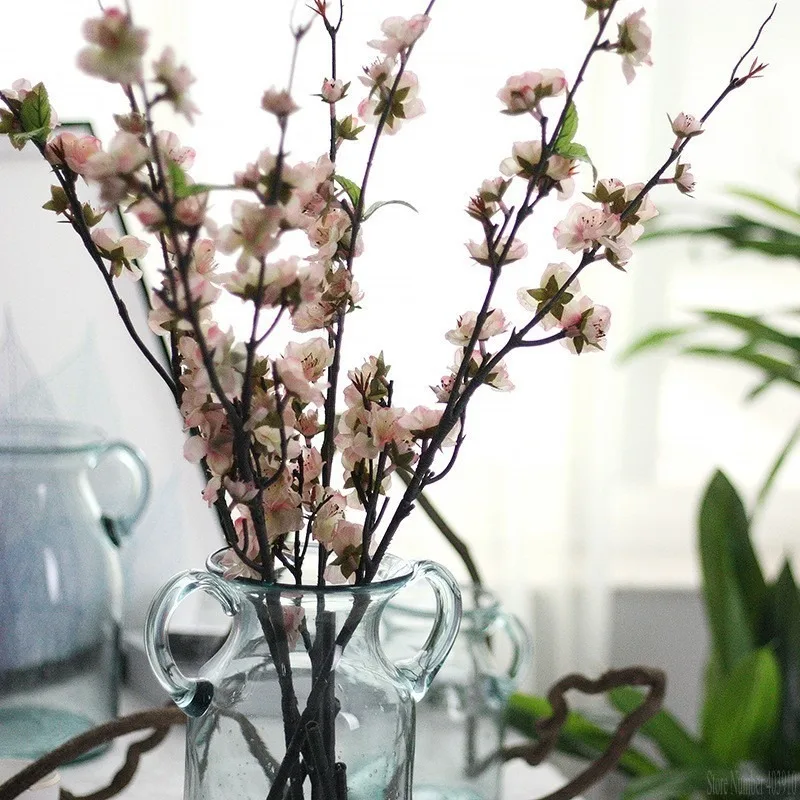 

110cm Artificial Flowers Oriental cherry Silk Wedding Decoration Eustoma Fleurs Hogar Christmas sakura cherry blossom plum blos