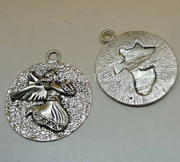 

Free shipping Guard silver angel tag Child' gift for Mom 2pcs tibetancharm pendant 42*36mm for jewelry making craft DIY