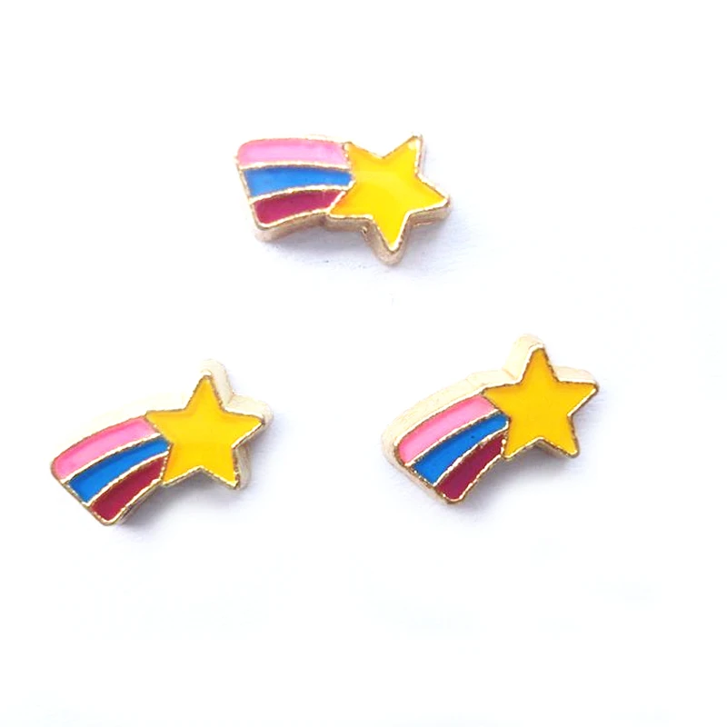

20pcs/lot Diy Fashion Floating Alloy Enamel Color Shooting Star Charm For Living Memory Locket
