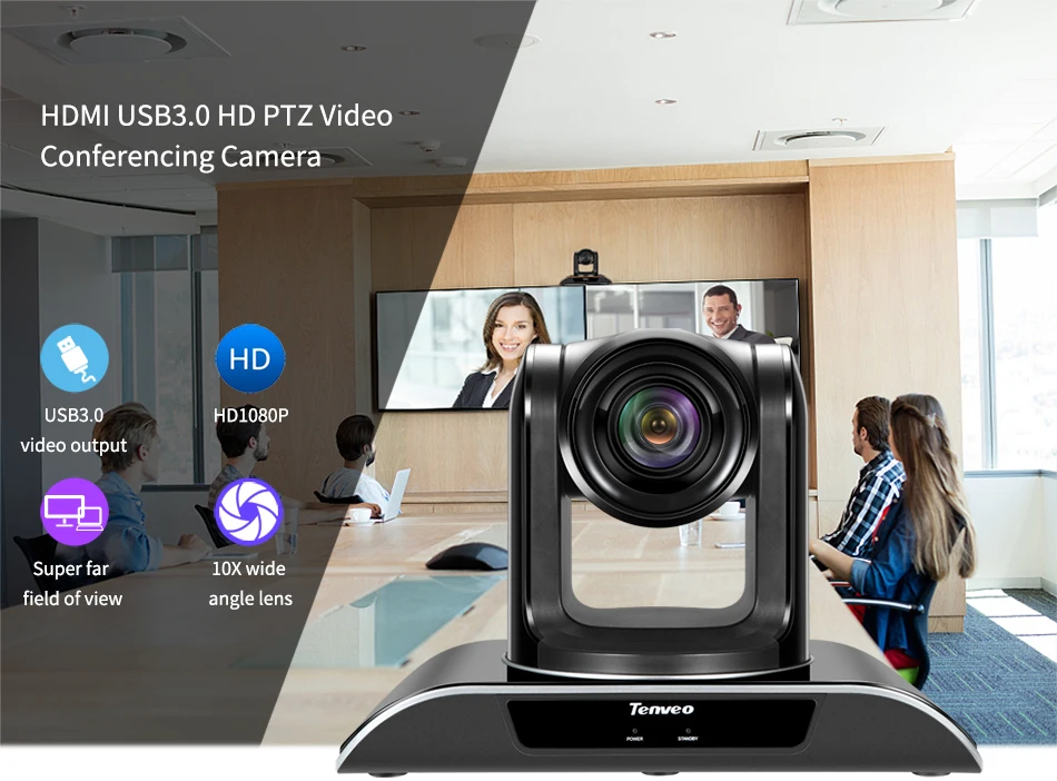 Tenveo VHD103U PTZ HDMI كامل HD 1080 p فيديو كاميرا USB 3.0 10X البصرية التكبير 2.38 ميجا بكسل كاميرا فيديو للمؤتمرات ل العارض Tenveo VHD103U PTZ HDMI كامل HD 1080 p فيديو كاميرا USB 3.0 10X البصرية التكبير 2.38 ميجا بكسل كاميرا فيديو للمؤتمرات ل العارض