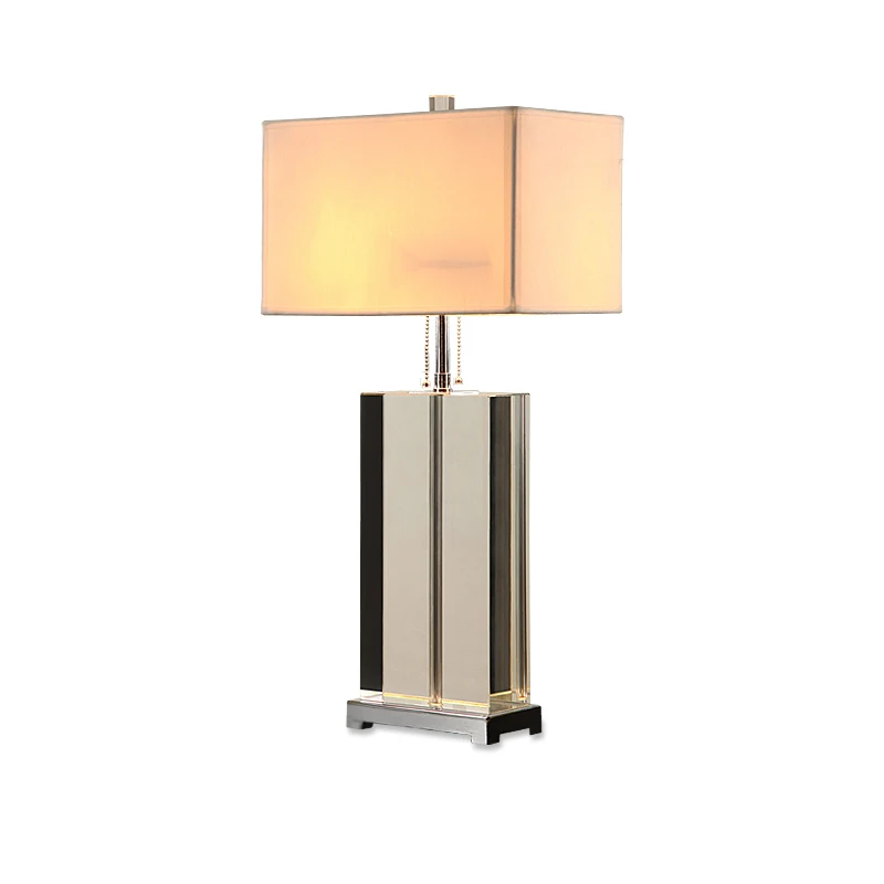 Luxury Modern Table Lamp Crystal Table Lamp Fabric Lampshade Living Room Abajur For Bedroom Socket All Country Can Use