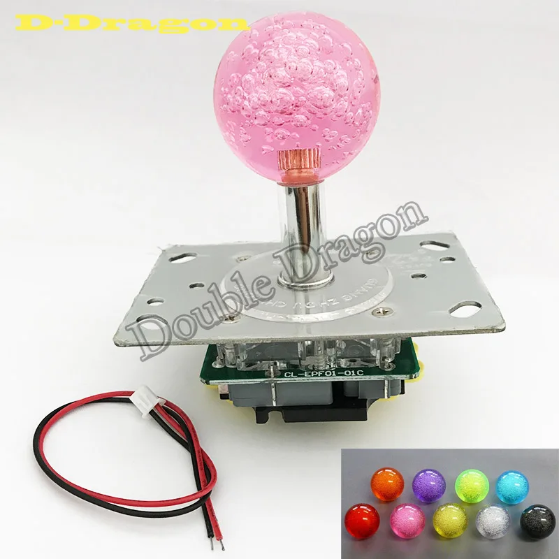 2pcs/lot single color lighted 45mmCrystal Ball LED Arcade Joystick