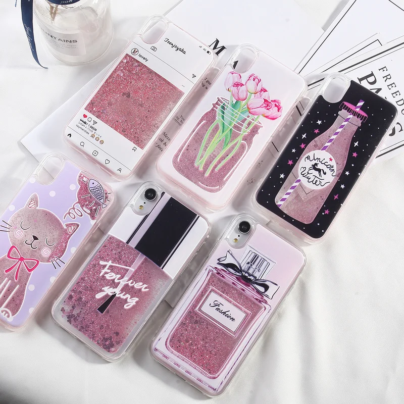 

For iPhone XR Case Liquid Glitter Case For iPhone X XR XS Max TPU Dynamic Case For iPhone 7 8 Plus 6 6S 5 5S SE Phone Back Cover