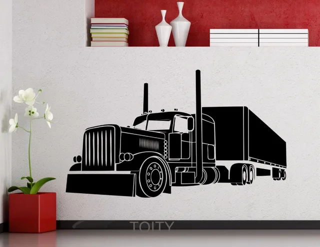 Big Truck Vinyl Decal Long Vehicle Car Automobile Wall Sticker Home Boy ...