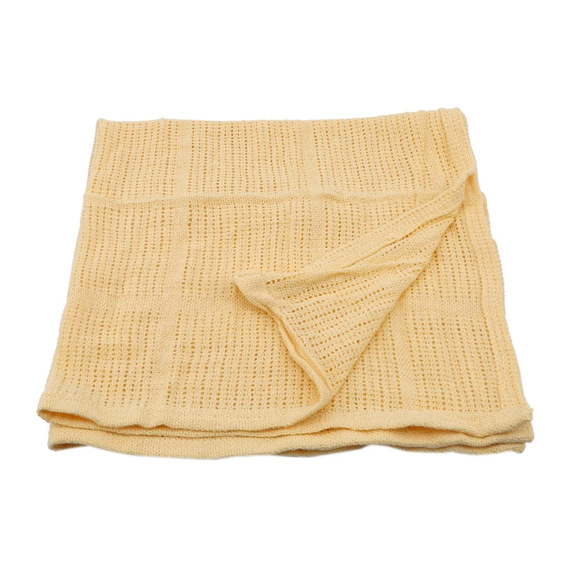 Одеяло для новорожденных, Супер Мягкое хлопковое вязаное крючком летнее спальное покрывало, воздухопроницаемое одеяло для малышей, 90*70 см - Цвет: yellow