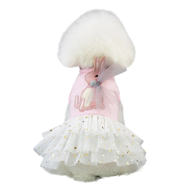 Весенне-летняя юбка принцессы с милым кроликом на топе, милое платье принцессы для маленьких и средних собак, классное платье, аксессуары для домашних животных