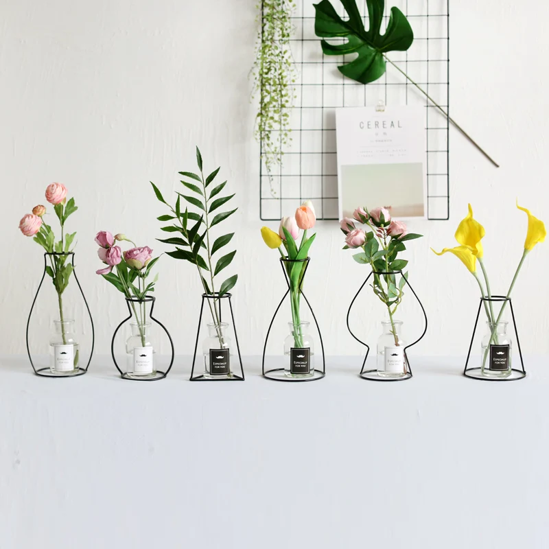 Ветреный минималистичный скандинавский стиль Ins железная ваза сушеные Цветочные стеллажи для вазы скандинавские Цветочные украшения напольная ваза искусственные цветы A