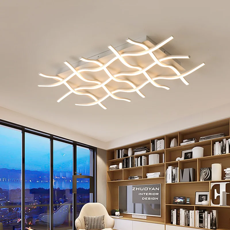 

white/black wave Modern LED Ceiling Lights Aluminum Ceiling Lamp for living room bedroom lamparas de techo colgante moderna