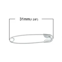 Doreen Box Lovely 200 Silver Tone Safety Pins Findings 31x7mm (B14859)