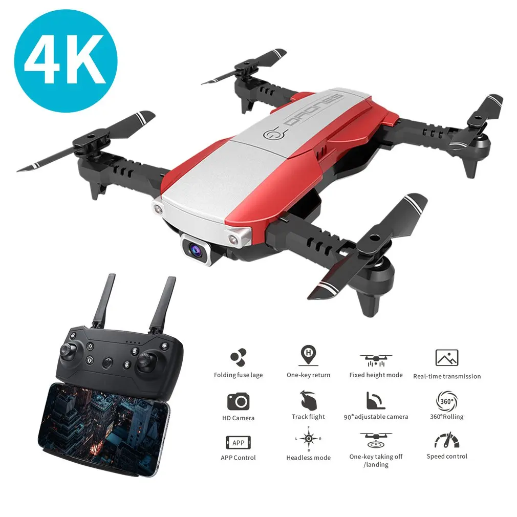 

LANSENXI-NVO Foldable RC Dron Toys with 2.4GHz WiFi FPV 4K Camera RC Drone Real-time Transmission Aircraft Toy Gift 3 Battery