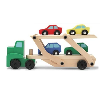 

Toy Vehicles Wooden Double Decker Car Carrier Truck Car Wooden Toys Set With 1 Truck and 4 Car Classic Model Toys for Children