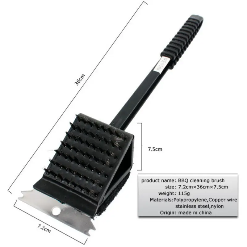 Щетка для чистки барбекю, гриля, проволока из нержавеющей стали, губчатая лопатка, набор, инструменты для приготовления пищи на открытом воздухе, очиститель с ручкой