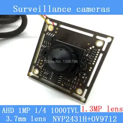 1mp коаксиальный 1/4 "CMOS nvp2431h + OV9712 чип AHD 1000tvl камеры видеонаблюдения модуль ночное видение 1.3mp 3.7 мм Пинхол объектив