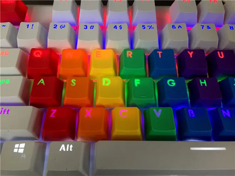 Новое поступление PBT 37 ключ Double shot Rainbow OEM MX переключатели Keycaps подсветка колпачки для проводной USB механическая клавиатура