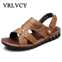 Классический стиль новые мужские мягкие кожаные крутые сандалии, износостойкие Нескользящие сандалии для мужчин