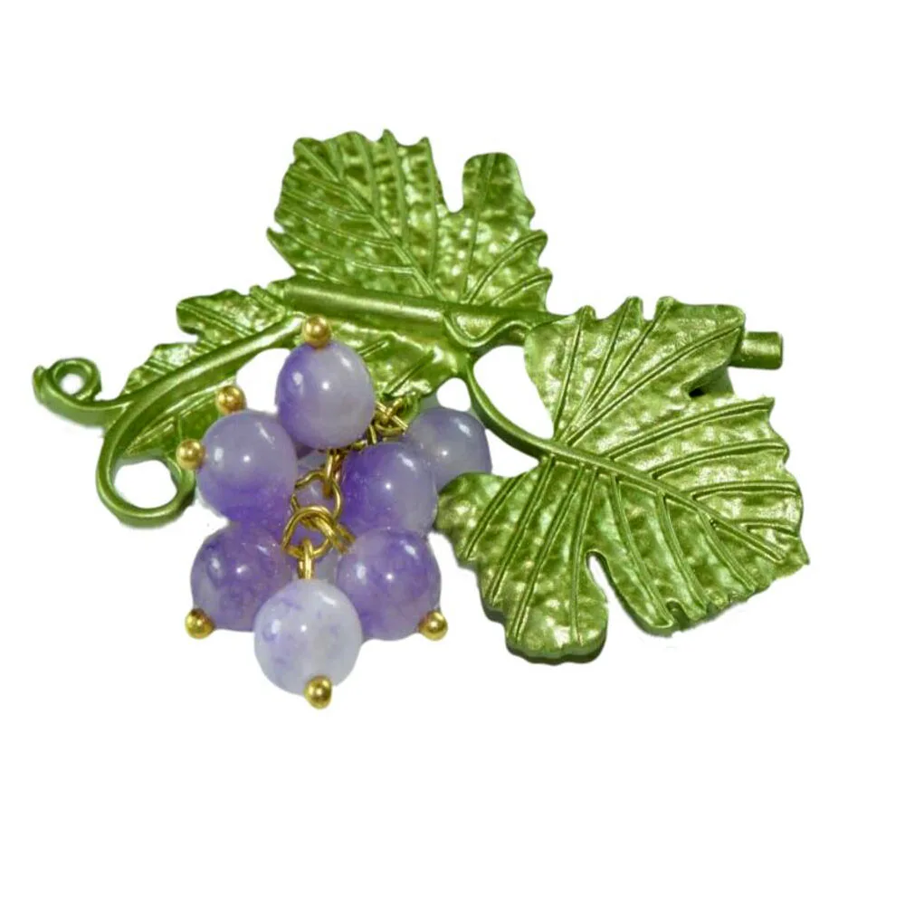 

CSxjd Vintage Plant Jewelry Purple grape fruit leaf brooch scarves buckle Accessories 2019 New
