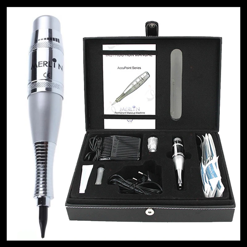 

1 Set Complete USA Merlin Tattoo machine Kits Permanent Makeup Cosmetic Kit With Foot Pedal Tattoo Gun Needles GOOCHIE
