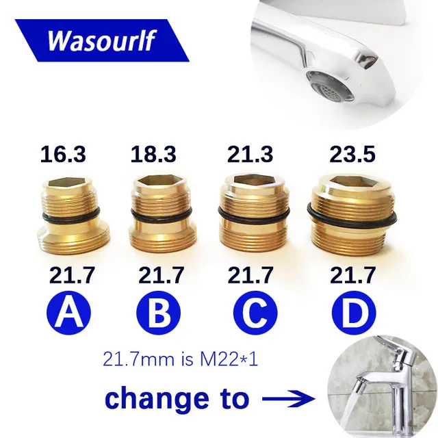 WASOURLF male external thread transfer M22 male thread connector outer adapter shower brass