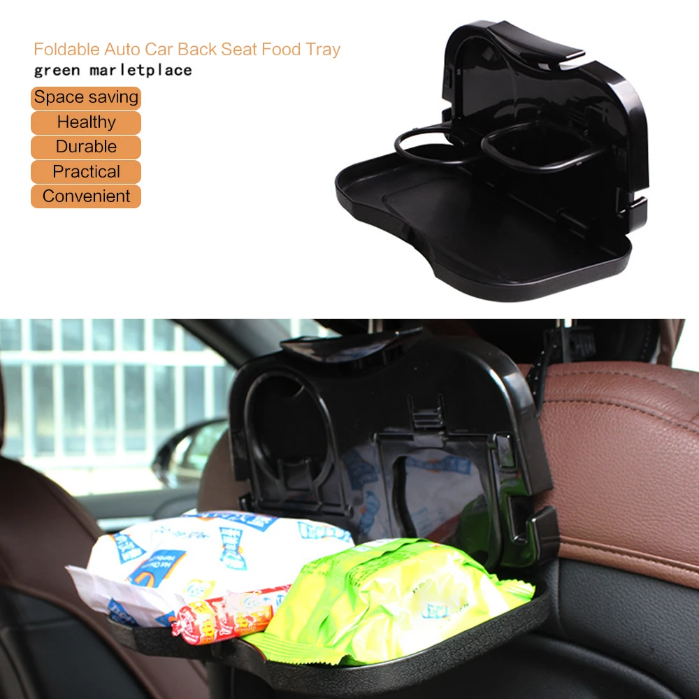 Folding Foldable Auto Car Back Seat Backseat Table Drink Food Cup Meal Snack Tray Holder Stand