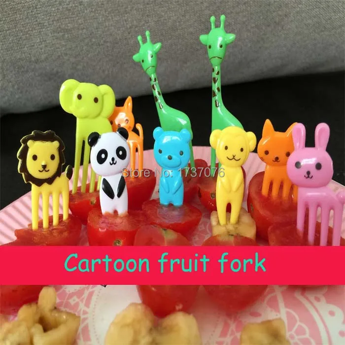Interesting cartoon plastic  fruit fork set  anima...
