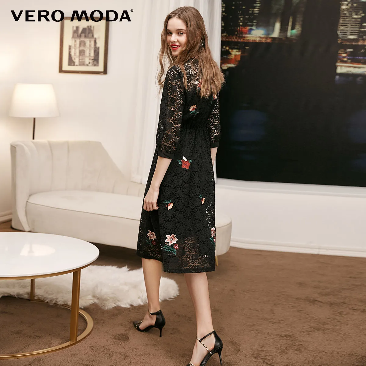 Vero Moda кружевное платье с вышивкой и 3/4 рукавами Вечерние платья | 31837C501