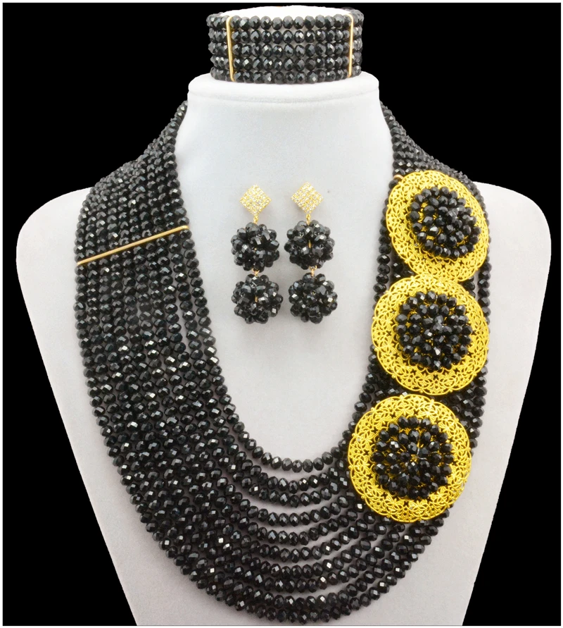 

Black Color african necklace wedding jewelry african beads jewelry jewelry sets nigerian wedding african beads jewelry set