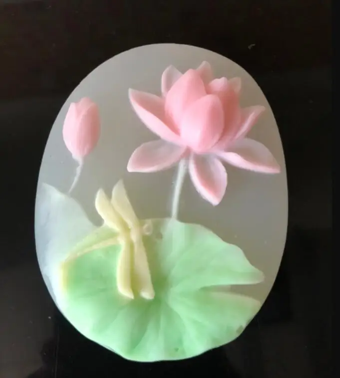 4 Hole Lotus Dragonfly Natural Soap Handmade Soap Mold Silicone Modeling Tool Pastry Arts Decorative Kitchen Accessories