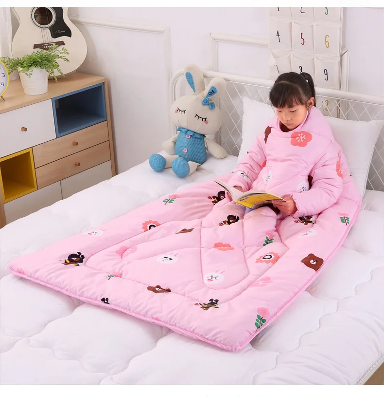 

Blankets Lazy Quilt with Sleeves Clothes Cotton Autumn Winter Washed Warm Multifunction Removable Washable Quilt Cover For Child