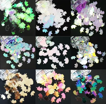 

100g/pack, 14 Colors! 8mm Unicorn Shapes Sequins, Iridescent Rainbow Shining Slices 3D nail art glitters paillettes