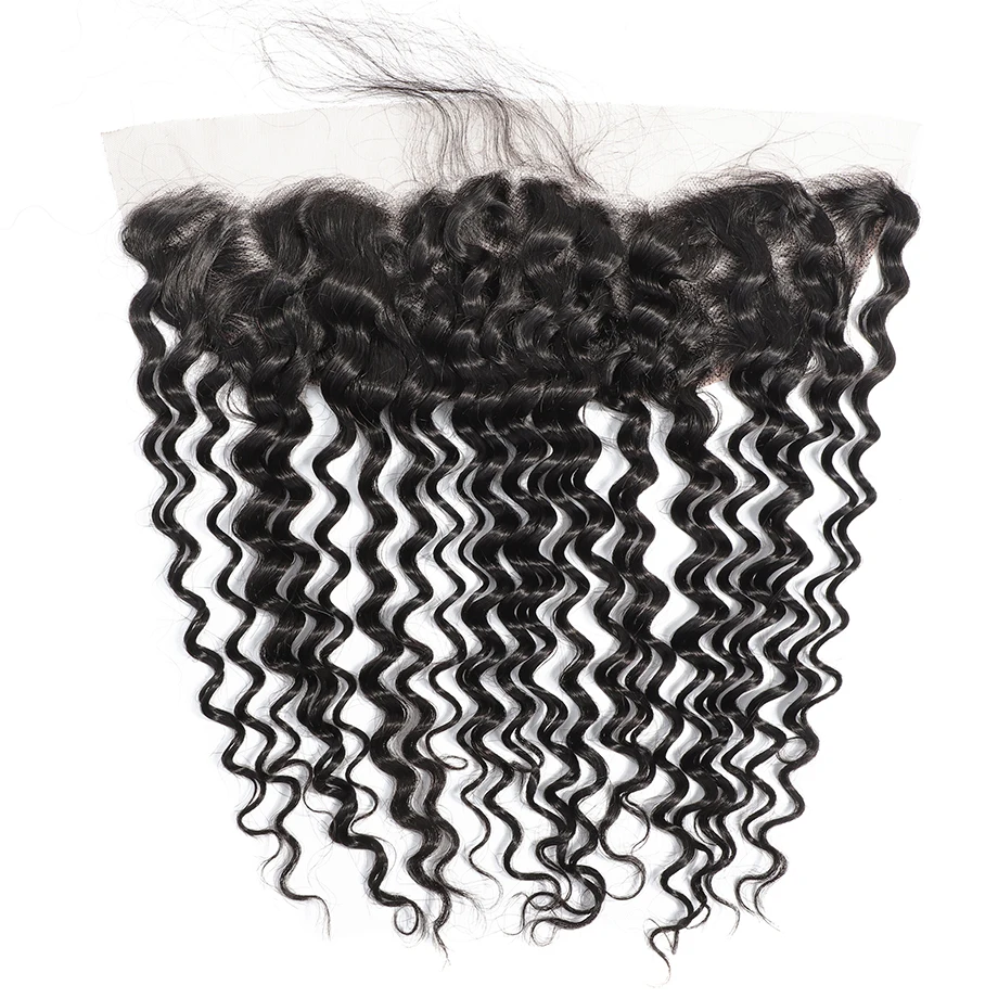 Piaoyi Malaysian 13x6 Lace Frontal Closure With Deep Wave Remy Hair Frontal Swiss Lace Bleached Knots Natural Color