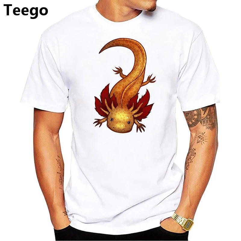 

2018 Summer Tshirts Men Male 100% Cotton Short Sleeve Copper Axolotl Guys Clothes Tops Men T-shirts