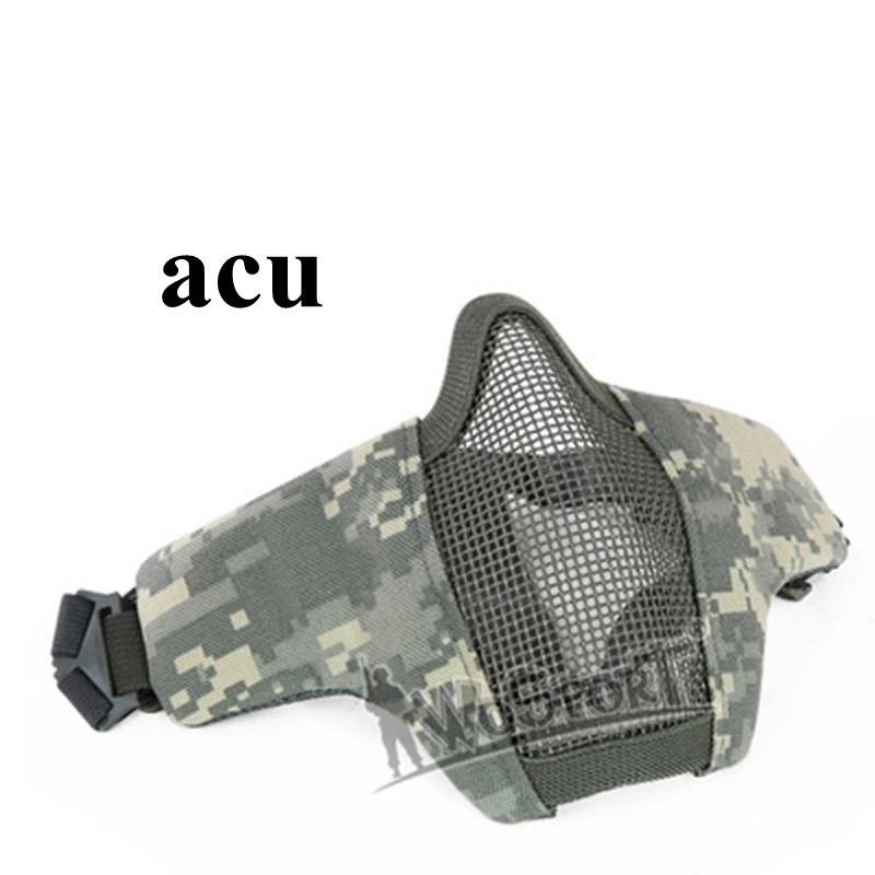 

Tactical Airsoft Paintball Half Face Mask Camoufla Mask Half Lower Face Metal Steel Net Mesh Mask Hunting Protective Mask